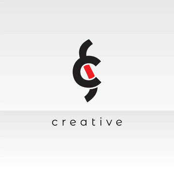 Initial letters F C logo template design in a rounded shape. Logo icon design template elements. Monogram. Linear logo. Simple vector sign illustration in a modern style.