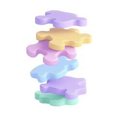 Wall Mural - pastel puzzle 3d render icon isolated on transparent background cutout