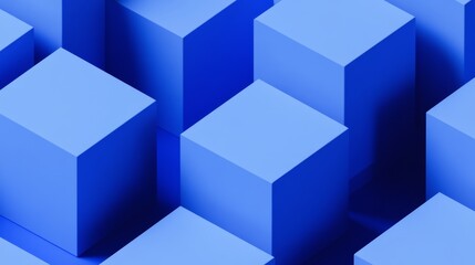 A neatly aligned set of translucent blocks against a blue, contemporary tech background, rendered in 3D.