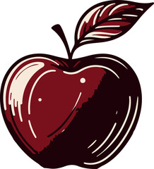 Wall Mural - red apple with leaf	