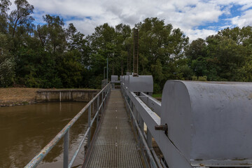 River Svratka and Svitava in the city of Brno, Czech Republic. Diluted water during the rainy season.