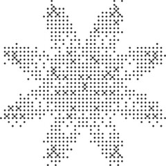 Poster - Pixel pattern shape. Textured flower with bitmap Y2k dither gradient. Retro computer game graphic effect. Halftone grunge illustration