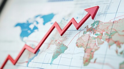 Red Arrow Growth Chart on World Map