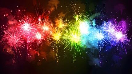 Wall Mural - Rainbow Fireworks: Colorful rainbow-shaped fireworks, symbolizing diversity and inclusivity. 
