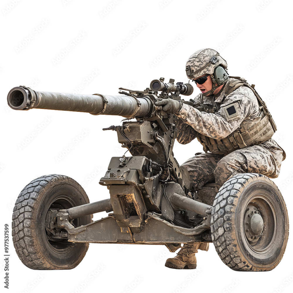 PNG Transparent Image of a soldier in full combat gear, operating a ...