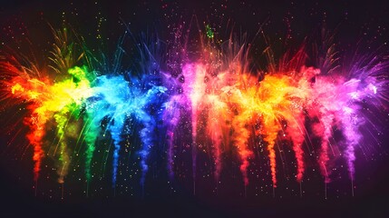 Wall Mural - Rainbow Fireworks: Colorful rainbow-shaped fireworks, symbolizing diversity and inclusivity. 
