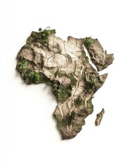this 3d map of africa and arabian peninsula is enhanced with exaggerated topography relief. the cont
