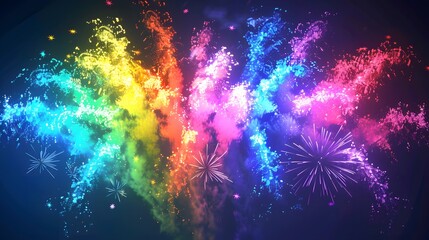 Wall Mural - Rainbow Fireworks: Colorful rainbow-shaped fireworks, symbolizing diversity and inclusivity. 
