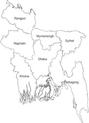 BANGLADESH MAP with its administrative divisions and regions