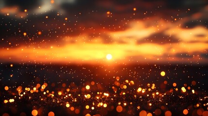 Canvas Print - Golden Sunset Bokeh Lights Abstract Background