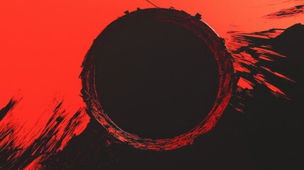 Leinwandbilder - The dark background of a dashboard is dominated by an abstract orange golden round circle