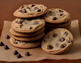 chocolate chip cookies, cookies, chocolate chip cookies on table