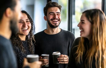Poster - Coffee break for happy business people