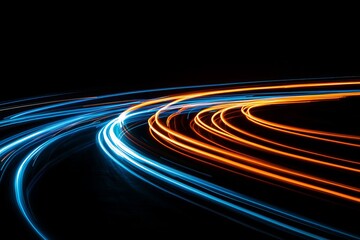 Fototapete - Modern abstract dynamic motion light trails utilizing technology, neon lines going up and virtual reality.