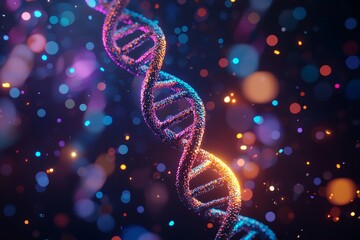 Aufkleber - in 3d, a dna strand is rendered with spheres, based on a complex gene concept with a glossy simple p