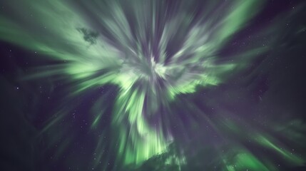 Wall Mural - Aurora Borealis: A mesmerizing display of the Northern Lights dancing across the night sky in vibrant greens and purples. 
