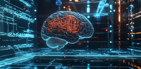 Poster - Cyber brains and neural circuits in quantum computing, stock technology, biotechnology, and machine learning