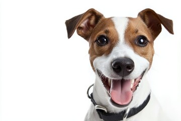 Wall Mural - a cartoon portrait of a funny and excited dog face with a shocked or surprised expression isolated o