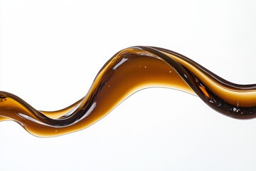 Sticker - Splash of brown coffee liquid with little bubbles isolated on transparent background, liquid fluid element flowing as a wave.