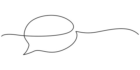 Fototapete - Continuous one single line drawing of speech bubble icon. Talk text box, feedback message box and comment vector, Speech Bubble Single Line Icon, One continuous line drawing of Speech bubble. Chat
