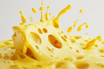 Poster - Using transparent png as a background, cheese slice with liquid swirl and drip.