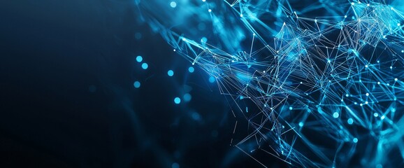 Poster - Science, structure, technology, future, network, neural, cyber, wave and particles. abstract futuristic background. 3D rendering.