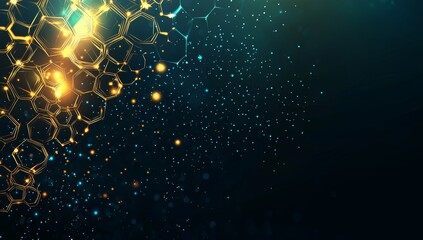 Leinwandbilder - Science chemical and biotechnology concept clean background with hexagon DNA network, Stock image