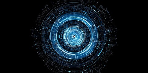 Aufkleber - Transparent holographic circle hud with blue hologram.