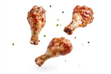 Aufkleber - It's a fried chicken piece coated with flour or batter that looks delicious and tasty and isolated on a transparent  background. Delicious fast food fried with the perfect ingredients.