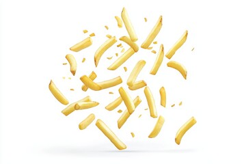 Aufkleber - Fast food with high calories, French fries or potato fries isolated on a white background.