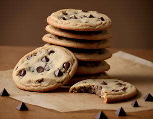 Wall Mural - chocolate chip cookies, cookies, chocolate chip cookies on table