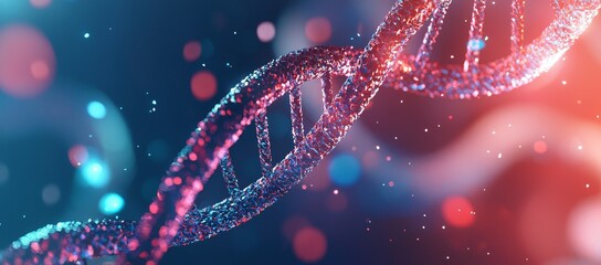 Aufkleber - DNA helix structure illustration in glowing blue hues. Genetic research and biotechnology concept image. Digital biomedical visualization.
