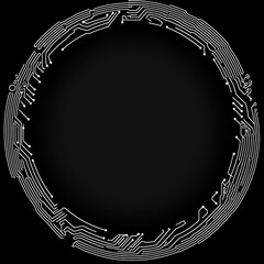 Leinwandbilder - Circular circuit board pattern, hardware board and electronic motherboard element. Programming science, computer system element.