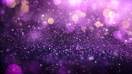 Wall Mural - With bokeh blur, Purple Glitter with Sparkle of Lights and Stars