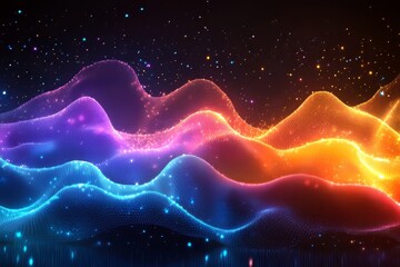 Poster - A beautiful wave-shaped illustration. Dynamic sound motion curve lines in a 3D format.