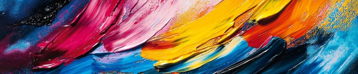 Leinwandbilder - Bright colors and brushstrokes in an abstract painting