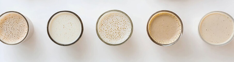 Sticker - A top view of fresh Fruit Smoothie in glass is isolated on a white background as a summer drink and beverage juice.