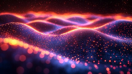 Aufkleber - A futuristic technology background with vivid colors creating an abstract digital landscape with glowing lights.