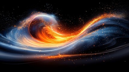 Poster - Waveforms in blue and red, with a dark background, creating an ethereal and dynamic visual.