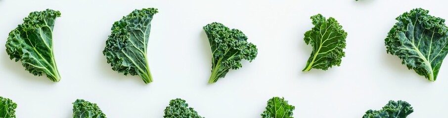 Poster - A flat lay view of healthy organic salad vegetables with whole green Kale in the background.