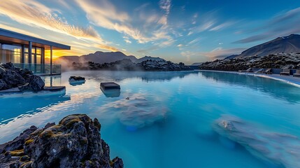 visiting the blue lagoon, iceland, offers a soothing soak in geothermal waters surrounded by stunnin