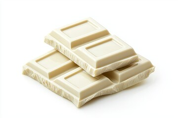 Poster - Isolated white chocolate chunks and sweet milk chocolate squares on a black background.