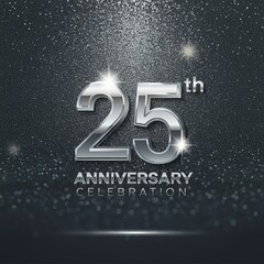 25 years anniversary vector icon, logo. Isolated graphic design set with number for 25th anniversary birthday card or symbol
