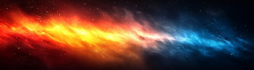 Leinwandbilder - On a black background, a blurred pattern of red and blue streaks creates a dynamic and vibrant scene.