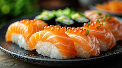 Wall Mural - Delicious Salmon Nigiri Sushi