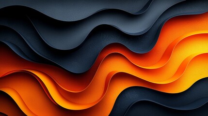 Leinwandbilder - A layered paper design with vibrant red, orange, and black waves created in a dynamic 3D effect.
