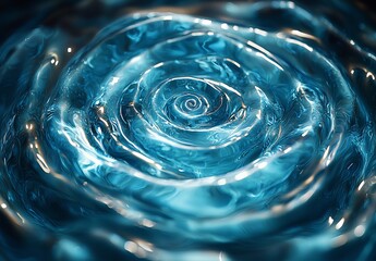 Leinwandbilder - Abstract line concept circular flow dynamic blue energy curve motion white background