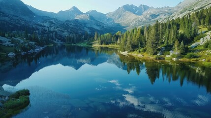 Wall Mural - mountain lake reflection
