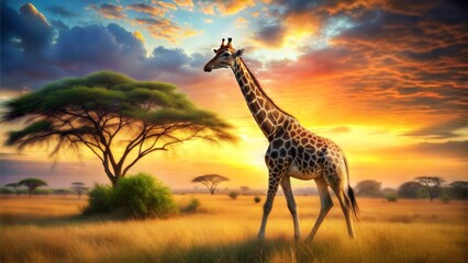 Wall Mural - a giraffe animal nature beautiful background