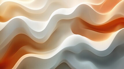 Sticker - Abstract wavy background with shades of white, orange, and beige.